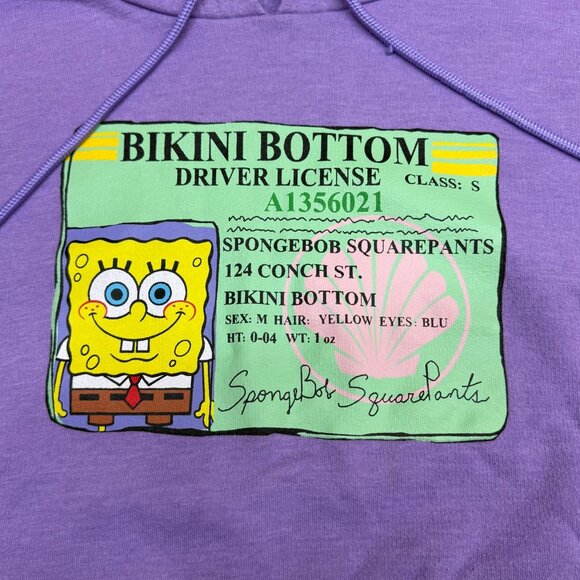 ✅Men L Spongebob Squarepants Bikini Bottom Drivers License Graphic Hoodie Purple - Picture 4 of 11